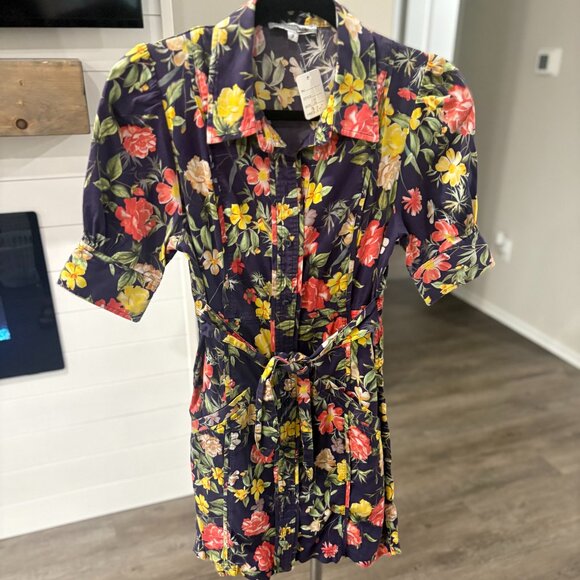 Marissa Webb Multi-floral Printed Puff Sleeve Dress 4 - Picture 3 of 3